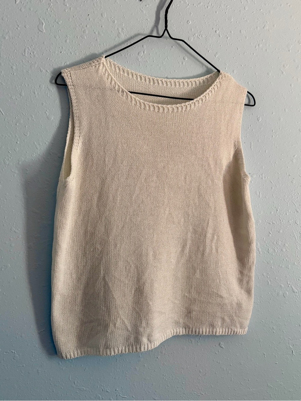 Women's Cream Knit Sleeveless Sweater Tank